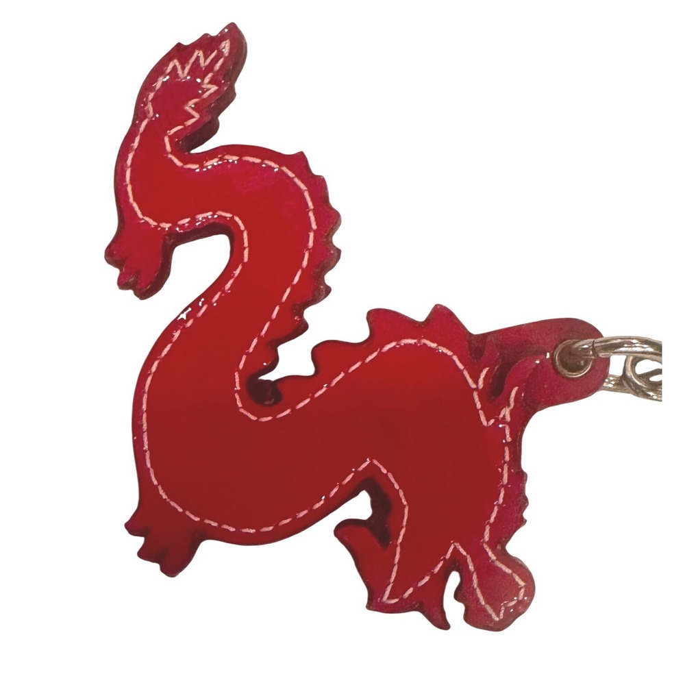 Coach Red Gold Leather Key Fob Year Of The Dragon New Year 2012 Zhang Lan RARE - Picture 9 of 10